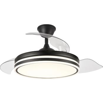 Ventilador De Techo Con Luz Led Galaxy Aspas Retractil Que Se Esconden Aspas Ocultas Transparentes Super Silencioso, Con Mando A Distancia (negro)