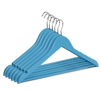 Pack De 6 Perchas De Madera (azul)