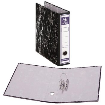 Archivador de Palanca Liderpapel Carton Forrado Folio Jaspeado Negro con  Caja Classic Blue