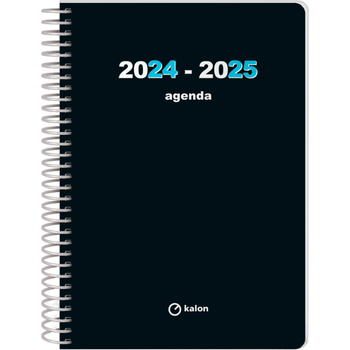 Agenda Escolar 2024 2025 - Tamaño A5 (15x21 Cm) Día Página Cierre De Espiral Dohe - Kalon Black