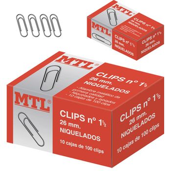 Cajita 100 Clips Niqueldos Nº 1-1/2