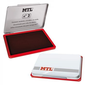 Mtl Tampon Metalico Para Sellado N2 122x84x14mm Con Almohadilla Entintada Rojo