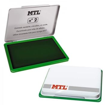 Mtl Tampon Metalico Para Sellado N2 122x84x14mm Con Almohadilla Entintada Verde