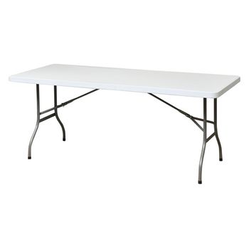 Mesa Blanca Plegable Transportable Silvera Con Asa 180 X 75 X 74 Cm con  Ofertas en Carrefour