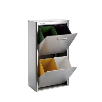  WZF - Cubo de reciclaje de 2 compartimentos con 2 compartimentos,  cubo de reciclaje de 2 secciones y acero inoxidable, juego de baño, cocina  para el hogar, oficina, 30 litros, color