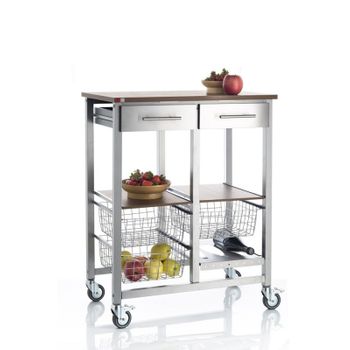 Carrito De Cocina, Carro Verdulero Doble, Bergen,acero Lacado, Acero  Inoxidable Y Tablero Laminado,cerezo Le Gard con Ofertas en Carrefour