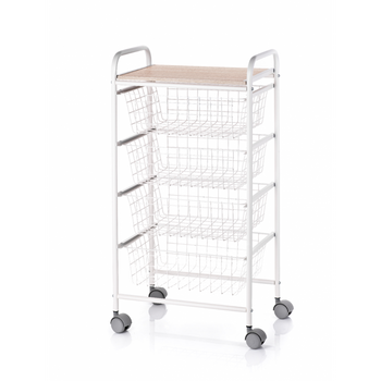 Carrito Auxiliar Con Ruedas Bauhaus Armazón Metálico Color Arena, 2  Bandejas,,blanco con Ofertas en Carrefour