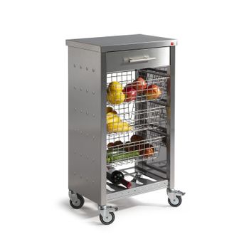 Carro De Cocina, Carrito Verdulero Otto Inox,acero Inoxidable Y Acero Lacado,