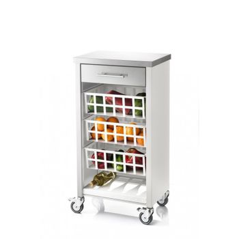 Carrito de cocina Homcom blanco 66x39,5x86,5 cm MDF y madera de  caucho_801-126