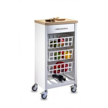 Carrito De Cocina, Carrito Verdulero Kara Armazón Blanco,,olmo