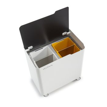 Cubo De Basura Para El Reciclaje, 40 Litros, Ecobox-top,acero,negro