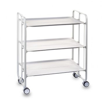 Carrito Auxiliar Con Ruedas Bauhaus, Armazón Metálico Color Blanco, 3 Bandejas,,blanco