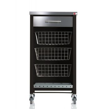 Carro De Cocina Con Ruedas, Verdulero Chelsea, Encimera En Acero Inoxidable,,negro