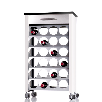 Mueble Botellero Con Ruedas Bacus, Capacidad 24 Botellas,,blanco