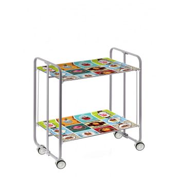 Carrito Auxiliar Con Ruedas Bauhaus,  Armazón Metálico De Color Gris, 2 Bandejas,,21