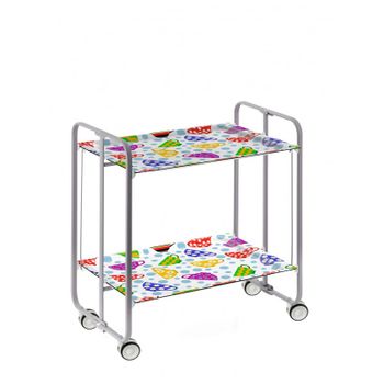 Carrito Auxiliar Con Ruedas Bauhaus,  Armazón Metálico De Color Gris, 2 Bandejas,,47