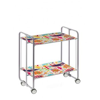 Carrito Auxiliar Con Ruedas Bauhaus,  Armazón Metálico De Color Gris, 2 Bandejas,,49