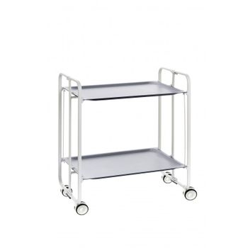 Carrito Auxiliar Con Ruedas Bauhaus  Armazón Metálico Color Blanco, 2 Bandejas,,gris