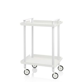 Carrito Auxiliar Leky, Armazón Blanco, 2 Estantes. Multifuncional, Práctico Y Decorativo,acero,blanco