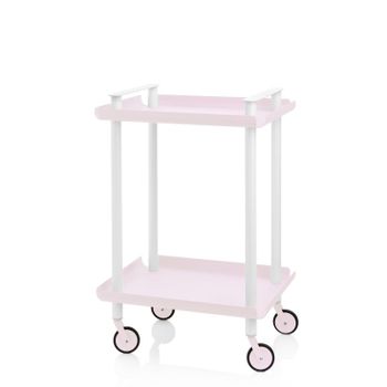 Carrito Auxiliar Leky, Armazón Blanco, 2 Estantes. Multifuncional, Práctico Y Decorativo,acero,rosa