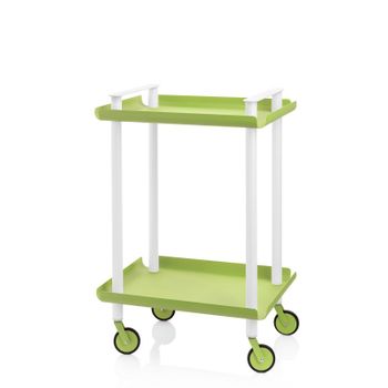 Carrito Auxiliar Leky, Armazón Blanco, 2 Estantes. Multifuncional, Práctico Y Decorativo,acero,verde Pistacho