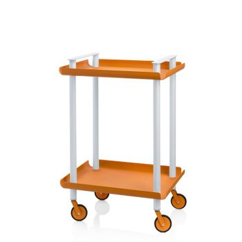 Carrito Auxiliar Leky, Armazón Gris, 2 Estantes. Multifuncional, Práctico Y Decorativo,acero,naranja