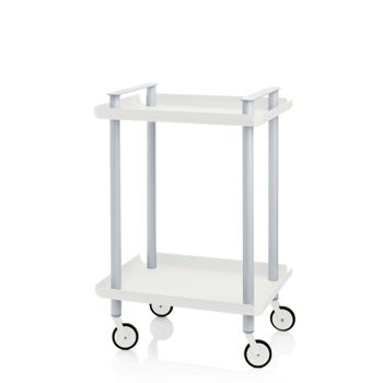 Carrito Auxiliar Leky, Armazón Gris, 2 Estantes. Multifuncional, Práctico Y Decorativo,acero,blanco