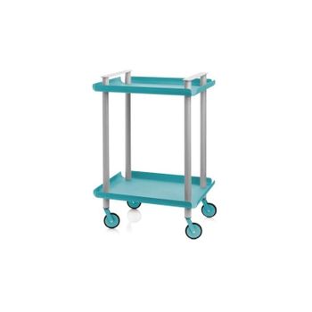 Carrito Auxiliar Leky, Armazón Gris, 2 Estantes. Multifuncional, Práctico Y Decorativo,acero,turquesa