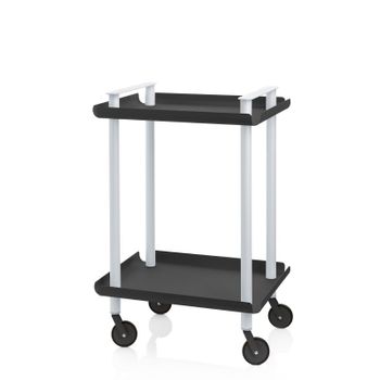 Carrito Auxiliar Leky, Armazón Gris, 2 Estantes. Multifuncional, Práctico Y Decorativo,acero,negro