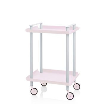 Carrito Auxiliar Leky, Armazón Gris, 2 Estantes. Multifuncional, Práctico Y Decorativo,acero,rosa