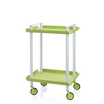 Carrito Auxiliar Leky, Armazón Gris, 2 Estantes. Multifuncional, Práctico Y Decorativo,acero,verde Pistacho