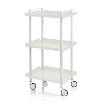 Carrito Auxiliar Leky, Armazón Blanco, 3 Estantes. Multifuncional, Práctico Y Decorativo,acero,blanco