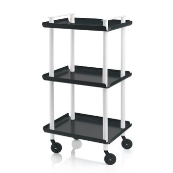 Carrito Auxiliar Leky, Armazón Blanco, 3 Estantes. Multifuncional, Práctico Y Decorativo,acero,negro