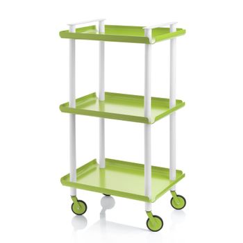 Carrito Auxiliar Leky, Armazón Blanco, 3 Estantes. Multifuncional, Práctico Y Decorativo,acero,verde Pistacho