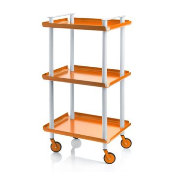 Carrito Auxiliar Leky, Armazón Gris, 3 Estantes. Multifuncional, Práctico Y Decorativo,acero,naranja