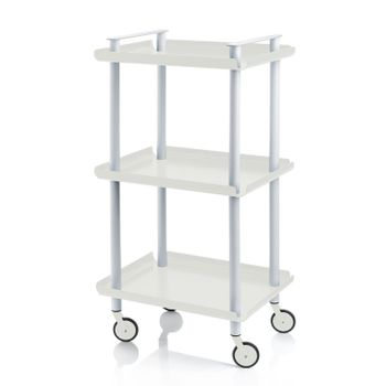 Carrito Auxiliar Leky, Armazón Gris, 3 Estantes. Multifuncional, Práctico Y Decorativo,acero,blanco