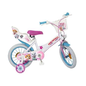 Bicicleta Infantil Para Niñas Y Niños Paw Patrol 16 Pulgadas De 5 A 7 Años  Color Rojo Con Ruedines, Botella Y Soporte con Ofertas en Carrefour