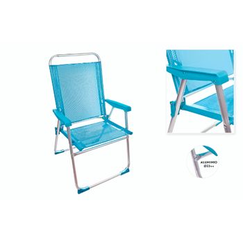 Silla Camping Aluminio 56x56x92cm Color Turquesa