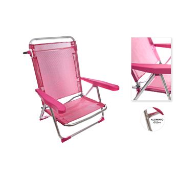 Silla Baja Camping Aluminio 61x68x82cm Color Rosa