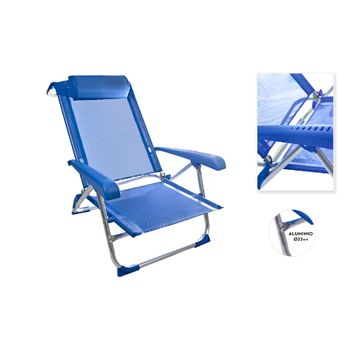 Silla Baja Con Cojin Camping Aliminio 89x58x72cm Color Azul