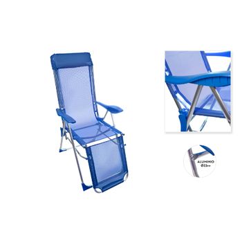 Hamaca Con Reposapies Camping Aluminio 81x60x118cm Color Azul