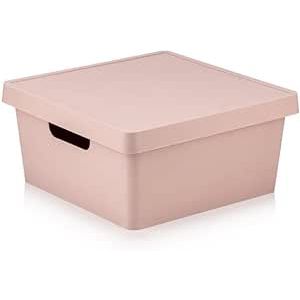 Caja Grande De Plástico Rosa | Caja Grande De Plástico Con Tapa Rosa 30,5x30,5x14,5cm.