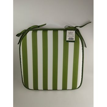 Cojin A Rallas Silla 38x38x2,5cm. Verde/blanco.