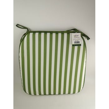 Cojin A Rallas Silla 38x38x2,5cm. Verde/blanco.