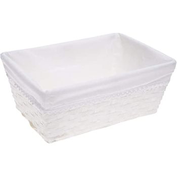 Cajas Organizadoras/cestos Con Forro Y Puntilla - Blanco