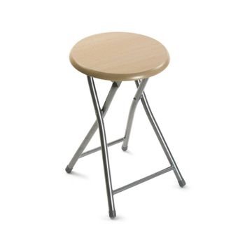 Taburete Silla Plegable De Metal Con Madera