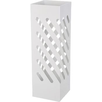 Paraguero Elegante de Plastico con Diseño de Mimbre, 25x25x55cm (Blanco)