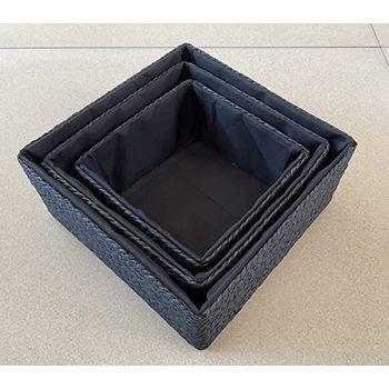 Set 3 Cajas Organizadoras/cestos Cuadrados - Negro