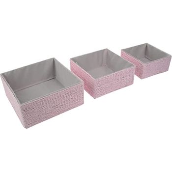 Set 3 Cajas Organizadoras/cestos Cuadrados - Rosa