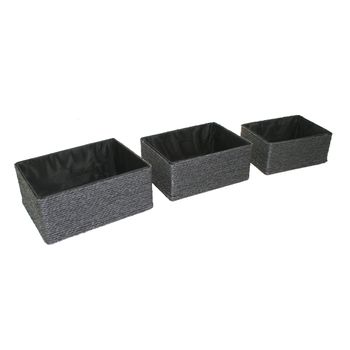 Set 3 Cajas Organizadoras/cestos Rectg. - Negro